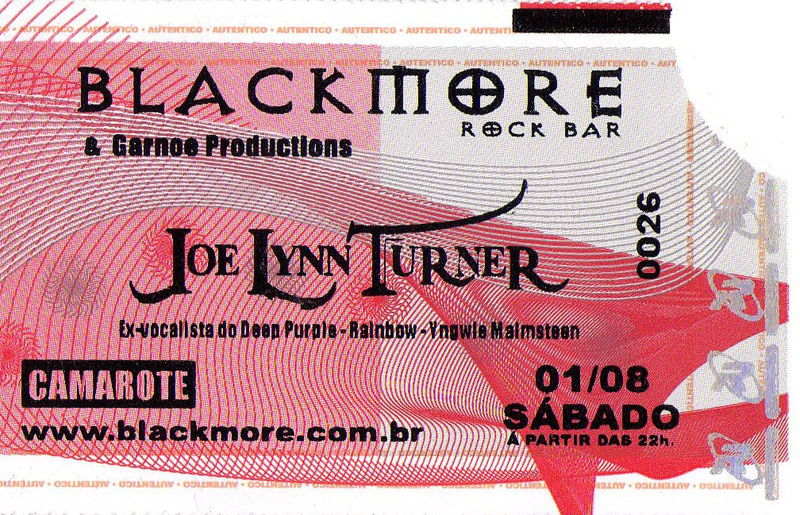 joe lynn turner - sao paulo ticket 2009