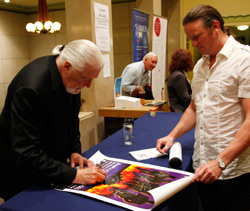 Jon Lord signing a poster, Liverpool 2010