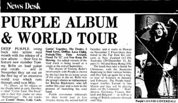 Deep Purple newspaper clipping 1975